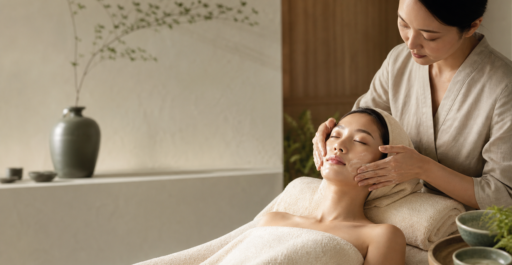 Guest receiving a relaxing facial treatment at Bunny