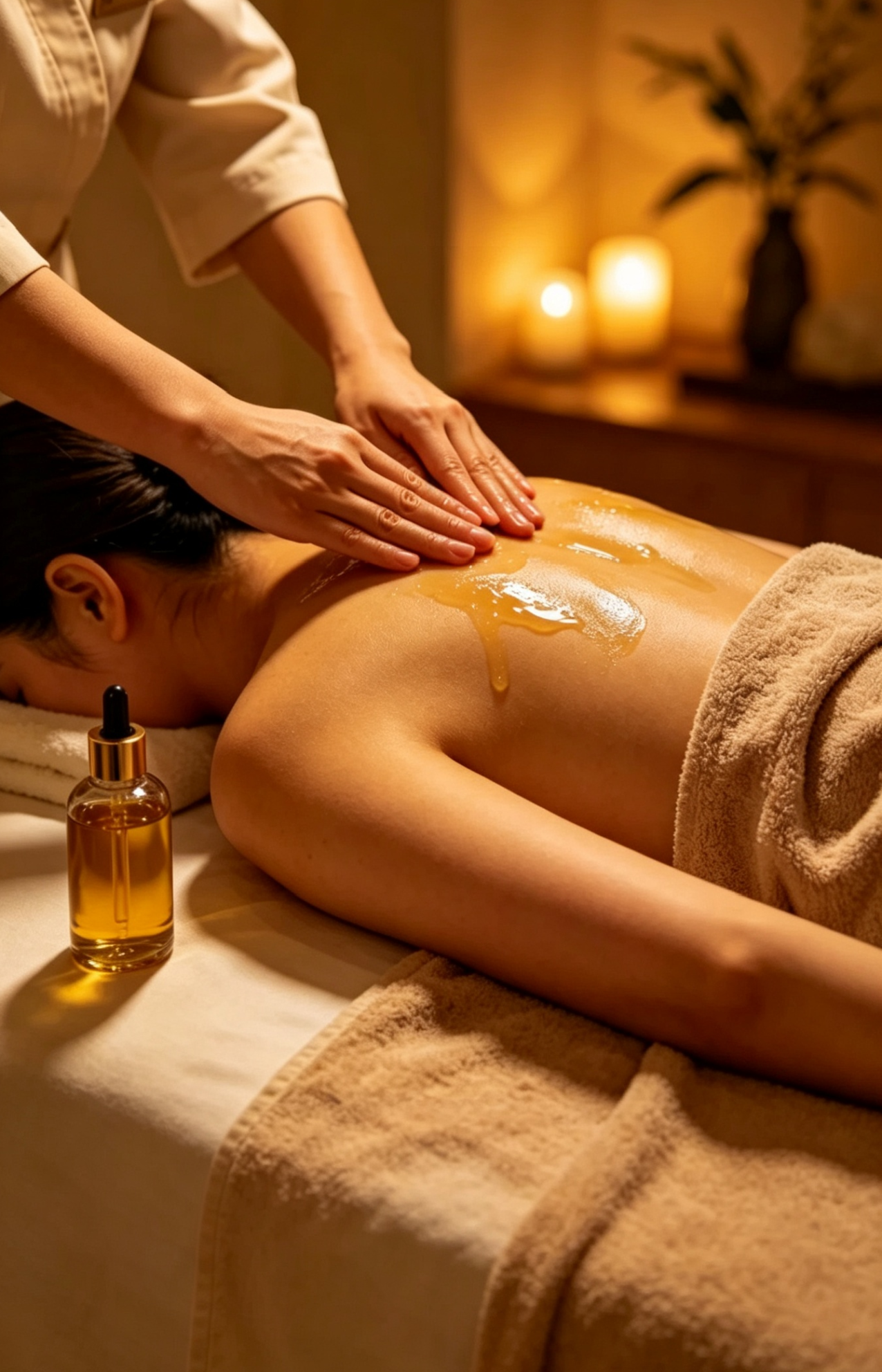 A guest receiving a relaxing aromatherapy back massage